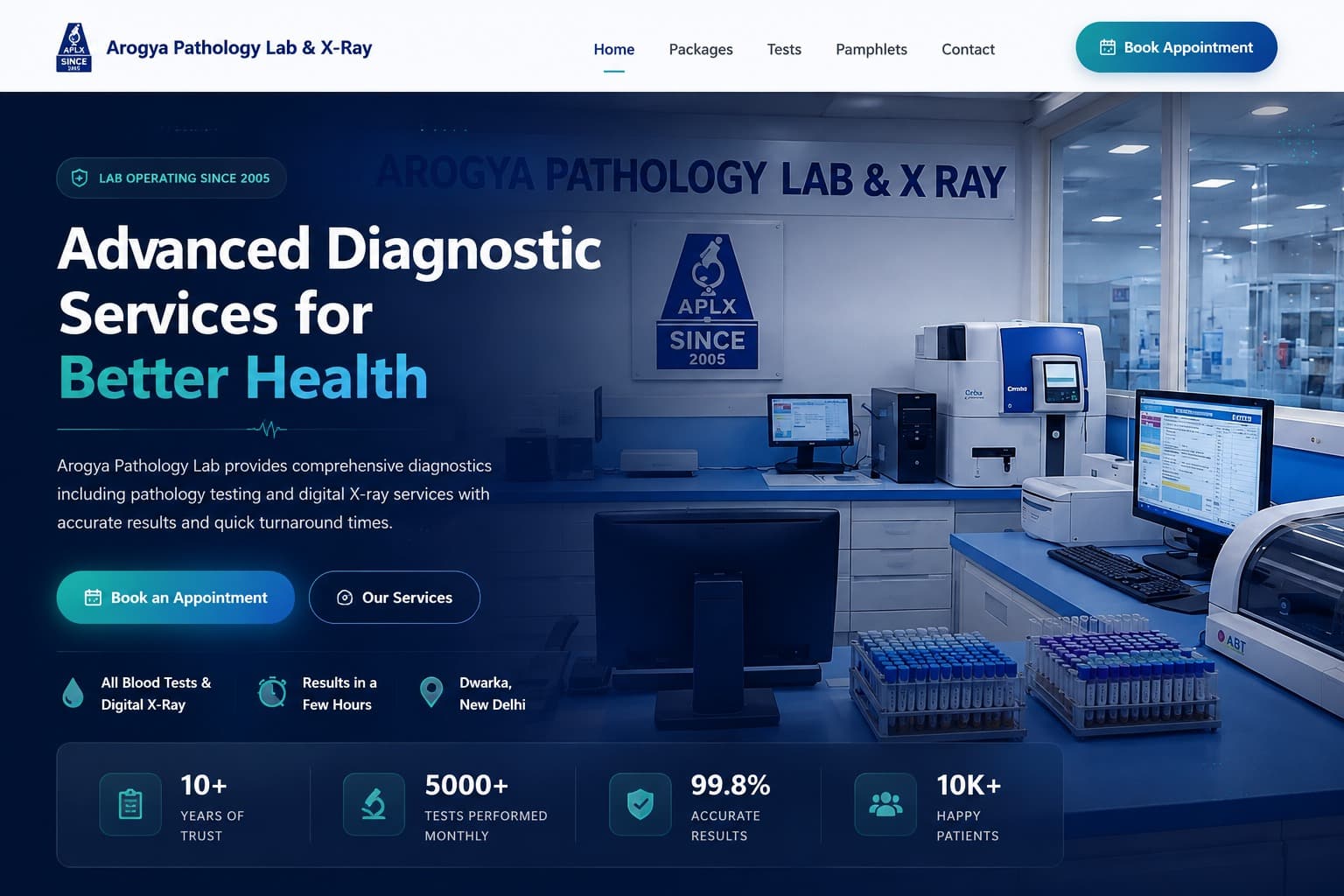 Arogya Pathology Lab — Healthcare website screenshot